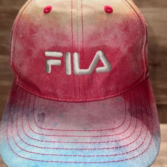 Fila Tie-Dye Adjustable Strapback Baseball Cap - Y2K Gradient Trucker Aesthtic - Picture 2 of 7